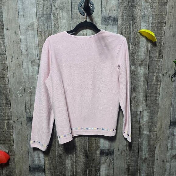 Christopher & Banks Vintage Y2K Pink Heart Embroidered Dot Knit Sweater - Picture 4 of 6